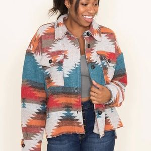 NWT La Miel Eldora Aztec Shacket for Women in Rust